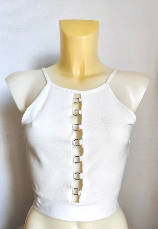 Crop top d'été blanc transparent ouvert sur le devant T38/40 - Jennyfer